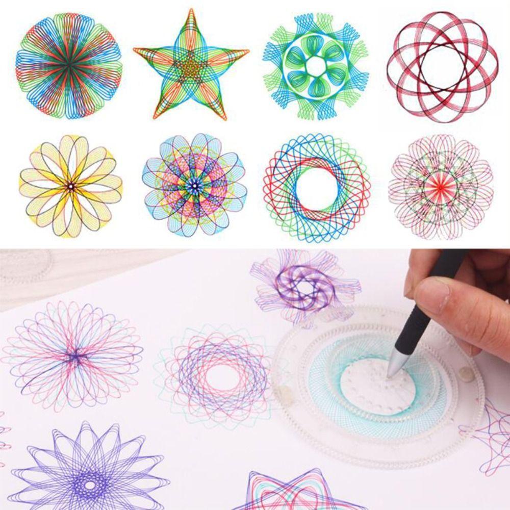 Lanfy Spirograph Mainan Gambar Set Menggambar Aksesoris Lukisan Interlocking Gears Roda Penggaris Geometris Mainan Desain Spiral Roda Menggambar Mainan Roda Alat Menggambar