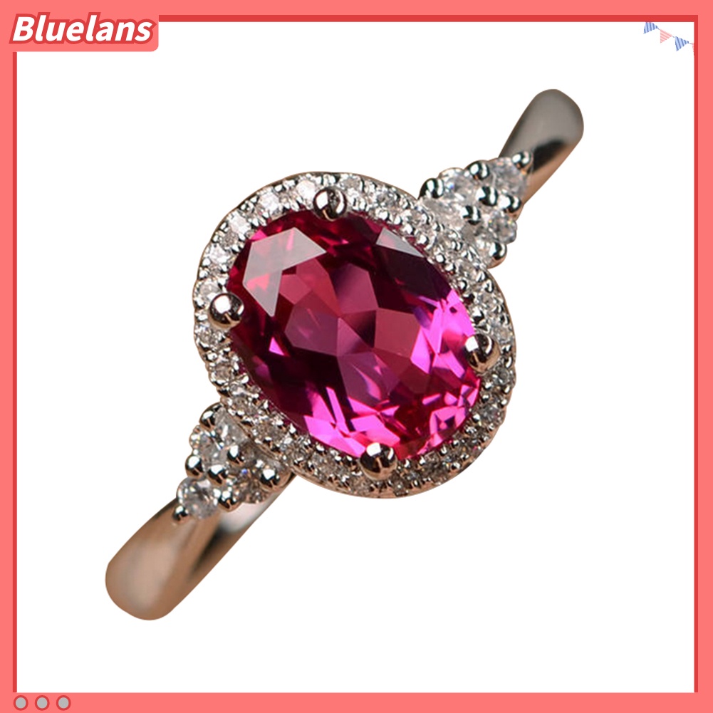 {In Stock} Fashion Wanita Oval Cubic Zirconia Jari Cincin Pernikahan Pertunangan Perhiasan Hadiah