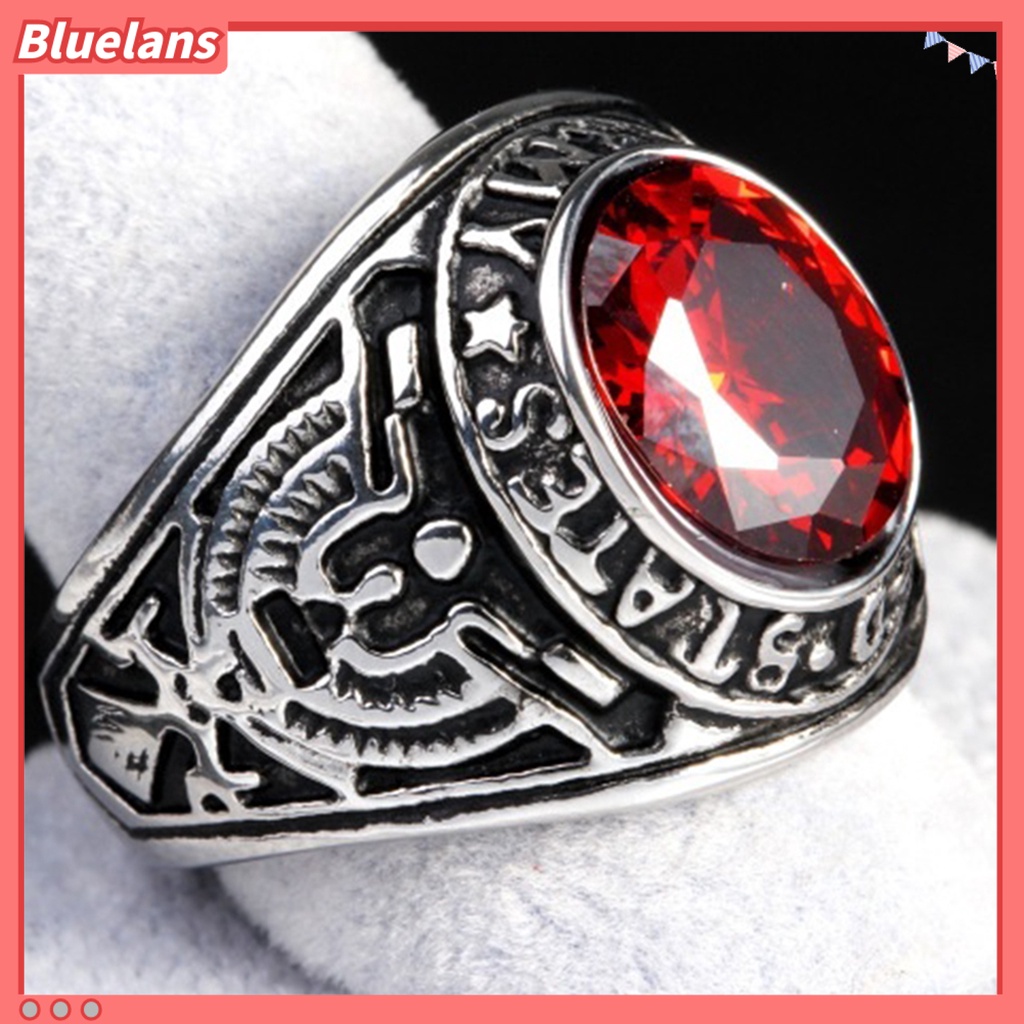 {In Stock} Cincin Punk Bentuk Oval Hias Berlian Imitasi Punk Klasik Ring Untuk Pesta