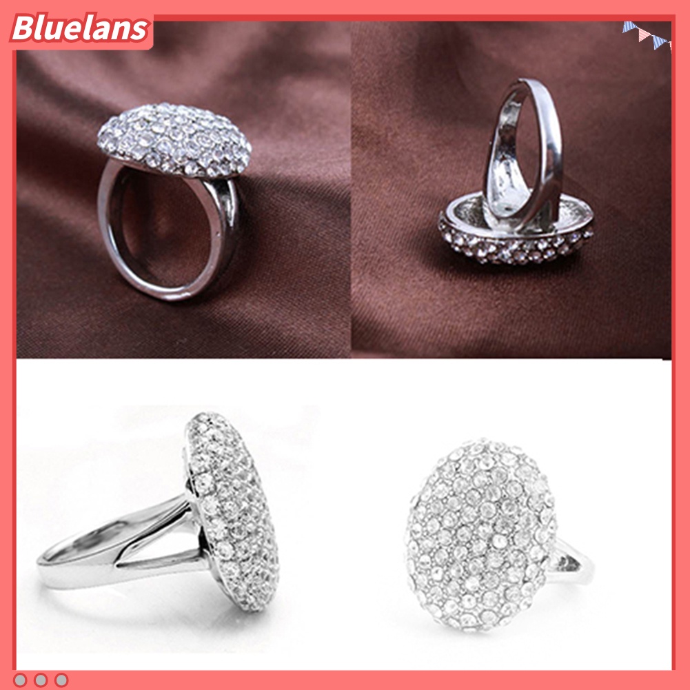 {In Stock} Wanita Mewah Oval Berlian Imitasi Potongan Pernikahan Band Pertunangan Cincin Ukuran 6-10