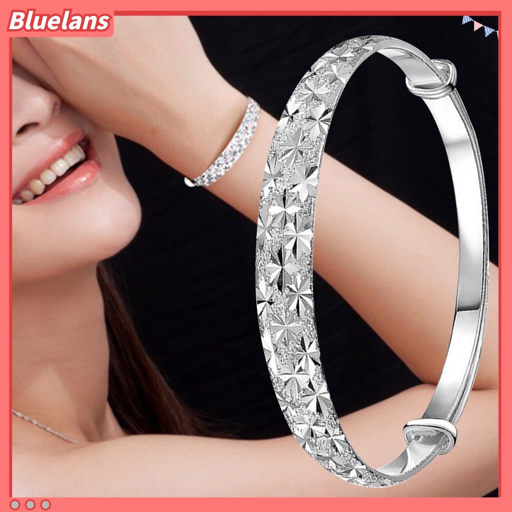 {In Stock} Wanita Fashion Bintang Ukir Cuff Bangle Gelang Hadiah Perhiasan Pertunangan Pernikahan