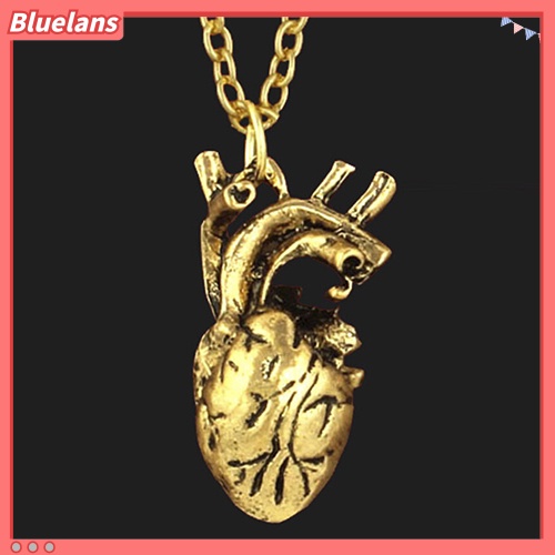 {In Stock} Pria Retro 3D Anatomi Manusia Berongga Hati Liontin Kalung Punk Sweater Rantai