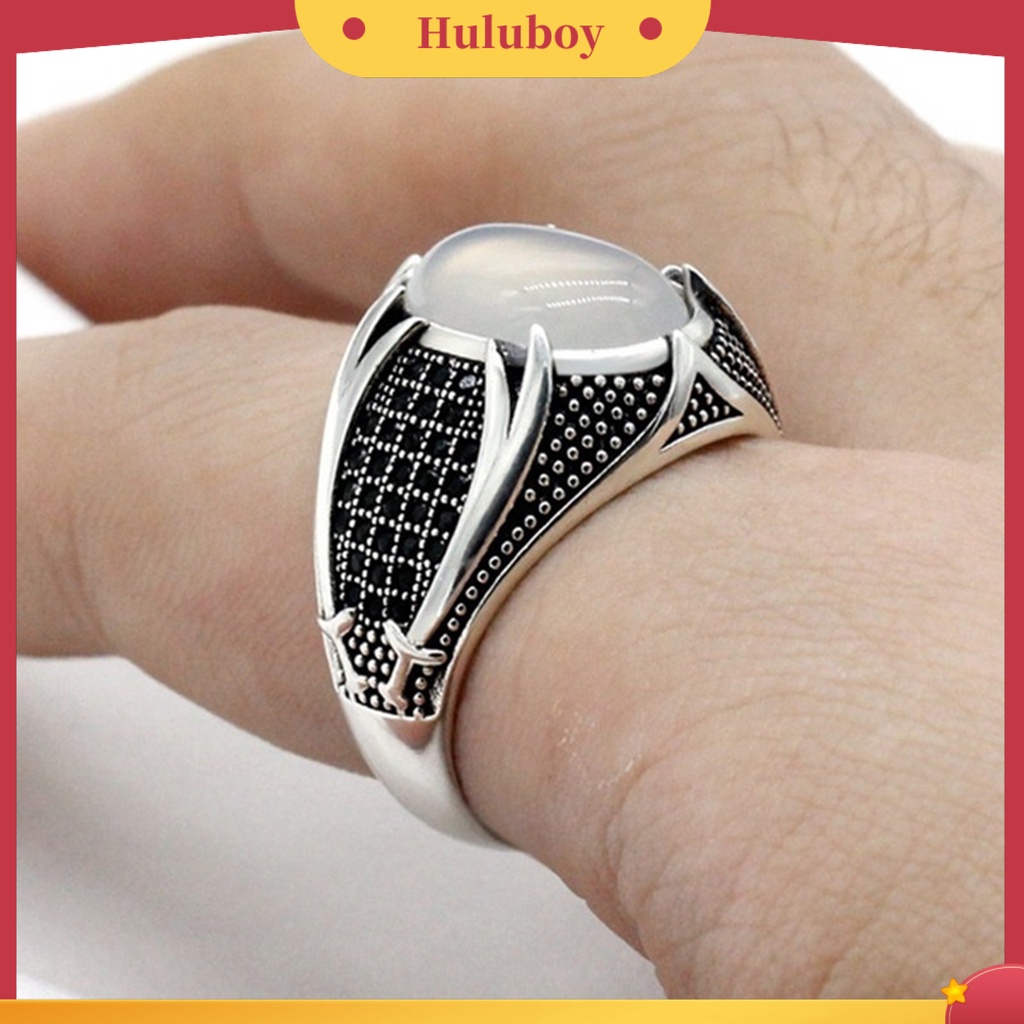 {Ready Stock} Pria Cincin Retro Berlian Imitasi Hias Alloy Pria Vintage Pedang Ganda Jari Cincin Perhiasan Untuk Pesta