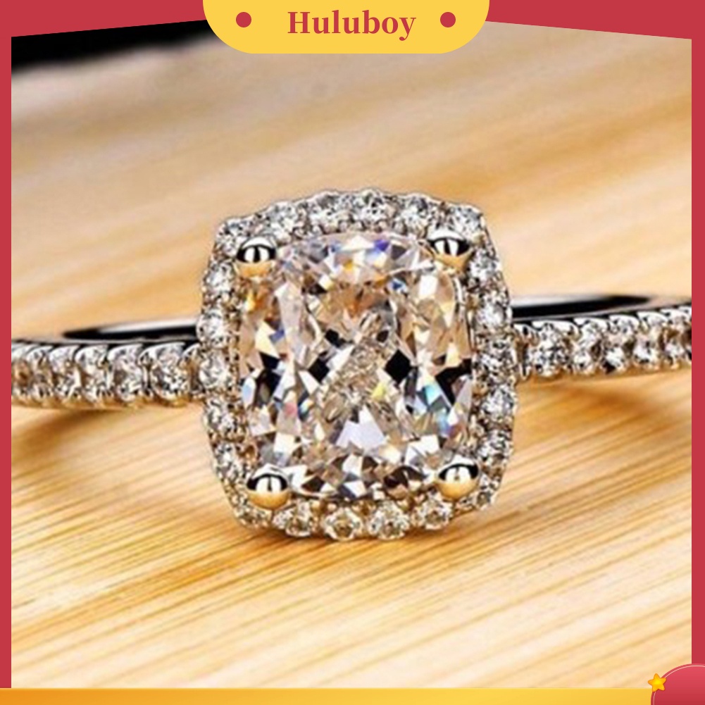 {Ready Stock} Fashion Lady Cubic Zirconia Bertatahkan Jari Cincin Pernikahan Pertunangan Perhiasan Hadiah