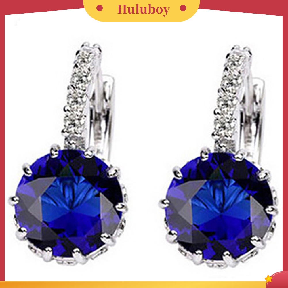 {Ready Stock} Wanita Fashion Berlapis Emas 9K Zirkon Berlian Imitasi Huggie Earrings Perhiasan Hadiah