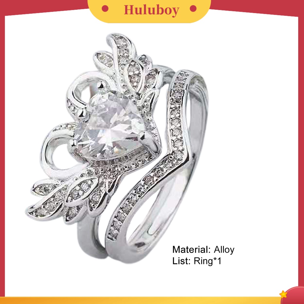 {Ready Stock} Sepasang Bentuk Angsa Wanita Cincin Cubic Zirconia Alloy Hati Hollow Shiny Finger Ring Perhiasan Aksesori