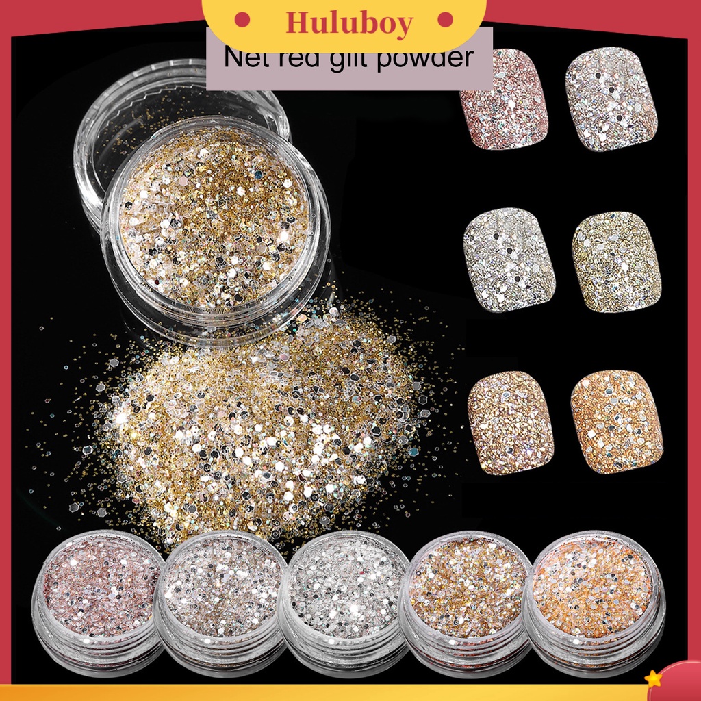 {In Stock} Kuku Glitter Bubuk Rhinestones Sequin DIY Nail Art Ukuran Campur Dekorasi Kuku Manicure Glitter Flake Perlengkapan Kuku
