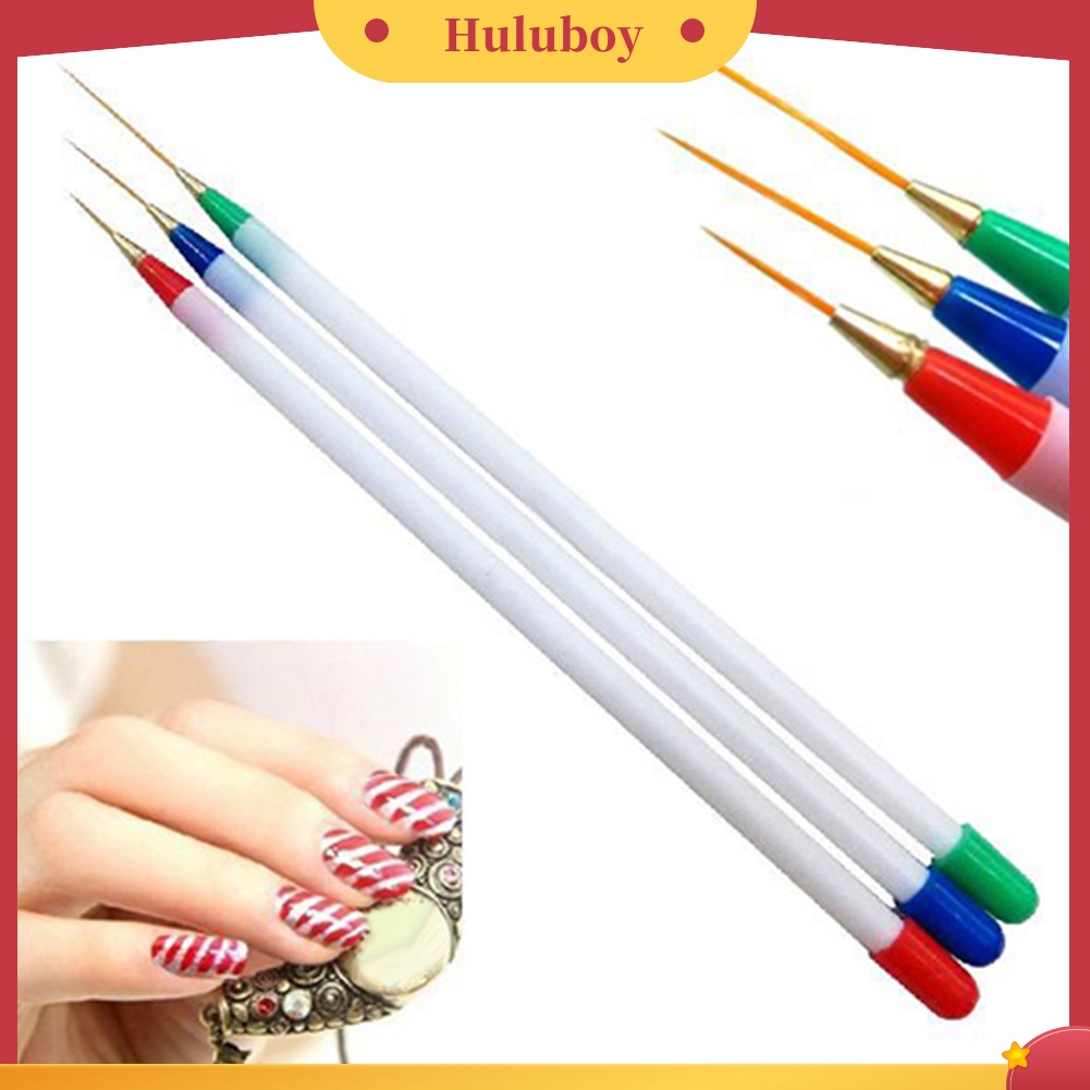 {In Stock} 3pcs/Set Nail Art Liner Halus Desain Detail Decor Lukisan Menggambar DIY Pen Brush