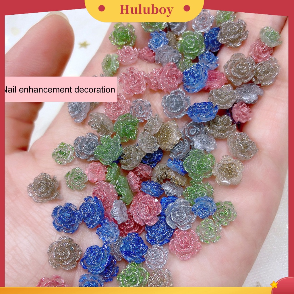 {In Stock} 50Pcs Kamelia Kuku Efek Visual Mengkilap Tiga Dimensi Glitter DIY Ornamen Kerajinan Manikur Kuku Mini 3D Untuk Manicurist