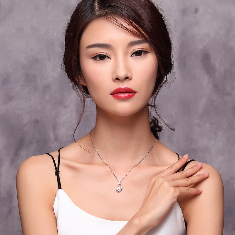 Goldkingdom Fashion Perhiasan Aksesoris Ready Stock Perak Berlapis Fantasi Swan Liontin Vintage Kalung Dengan Kerah Rantai Kalung