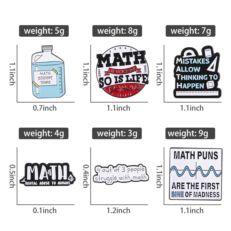I Love Math Enamel Pin Kreatif Math Akademik Bros Lencana Kerah Pin Sicence Perhiasan Aksesoris Hadiah Untuk Teman Siswa