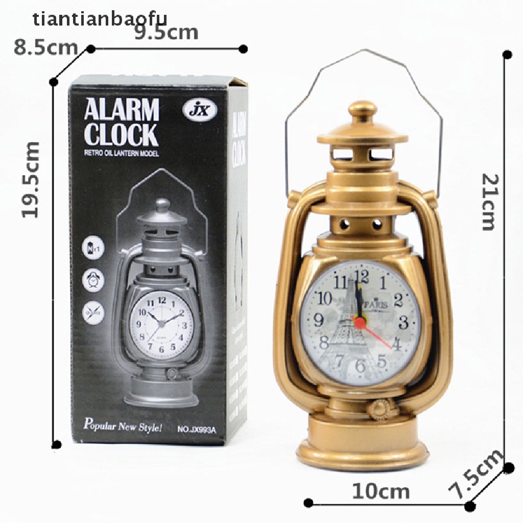 [tiantianbaofu] 1pc Jam Alarm Lampu Minyak Tanah Retro Vintage Alarm Clock Jam Meja Untuk Butik Rumah