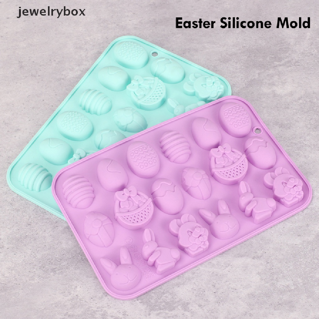 [jewelrybox] Cetakan Silikon Paskah Kelinci Berwarna Telur Cetakan Kue Coklat Dekorasi Liburan Alat Baking Cetakan Sabun Manual Chocolates Mold Butik