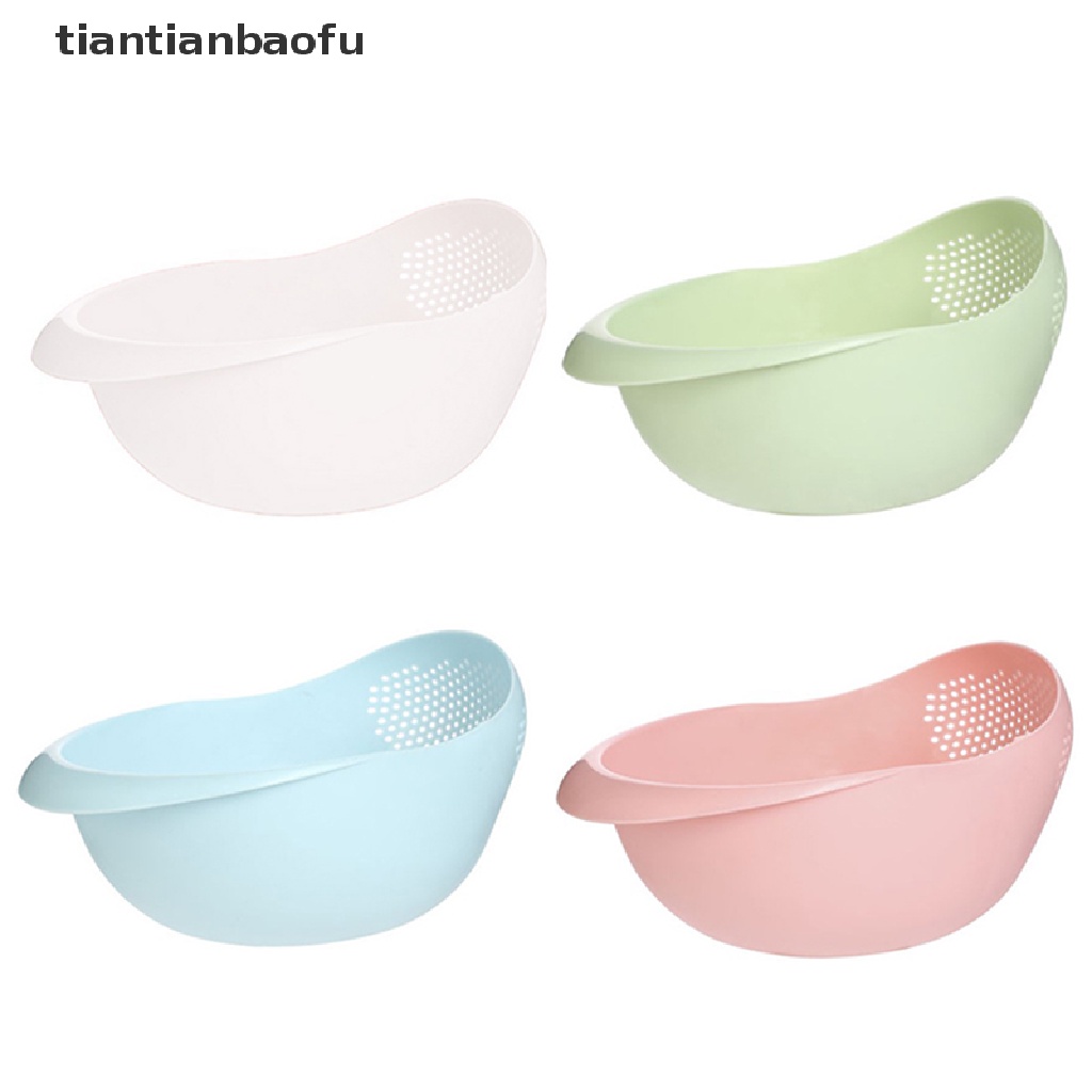 [tiantianbaofu] Saringan Beras Plastik Colander Kitchen Drain Basket Dengan Gagang Strainer Basket Butik