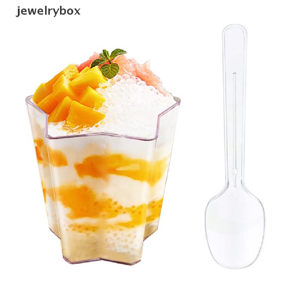 [jewelrybox] 5/10pcs 70ml Pentagram Shaped Mousse Cup Plastik Transparan Dessert Bowl Butik