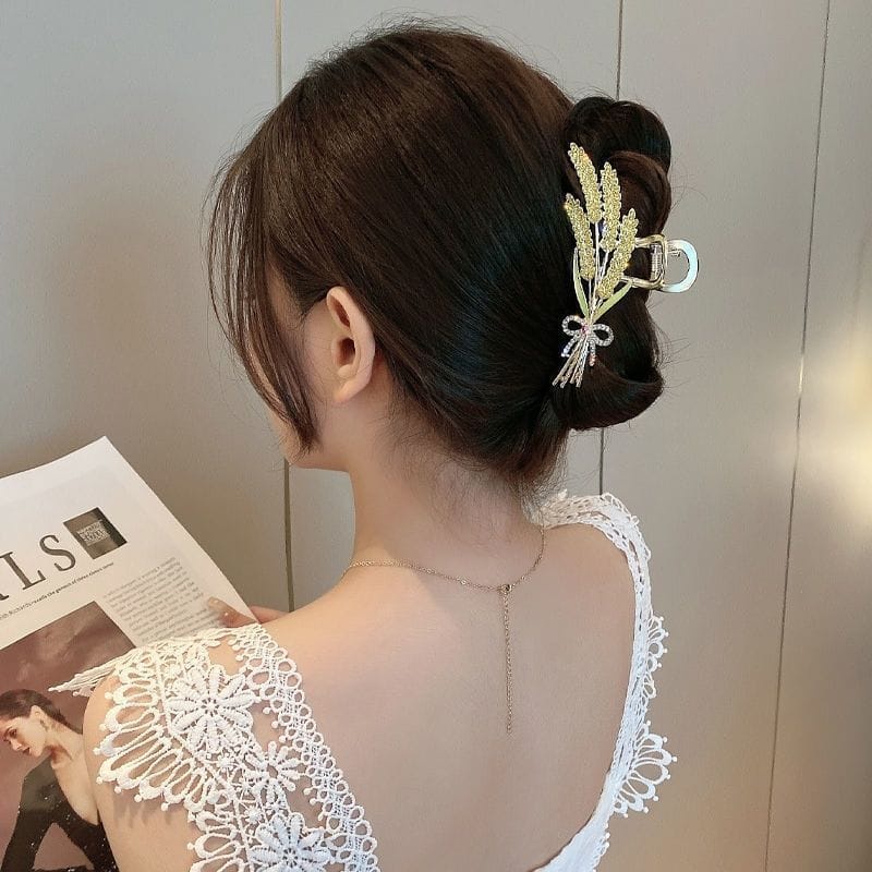 Jepit Rambut Korea Jedai Zirkon Padi Wanita Elegan MoTIF Baru Original Import