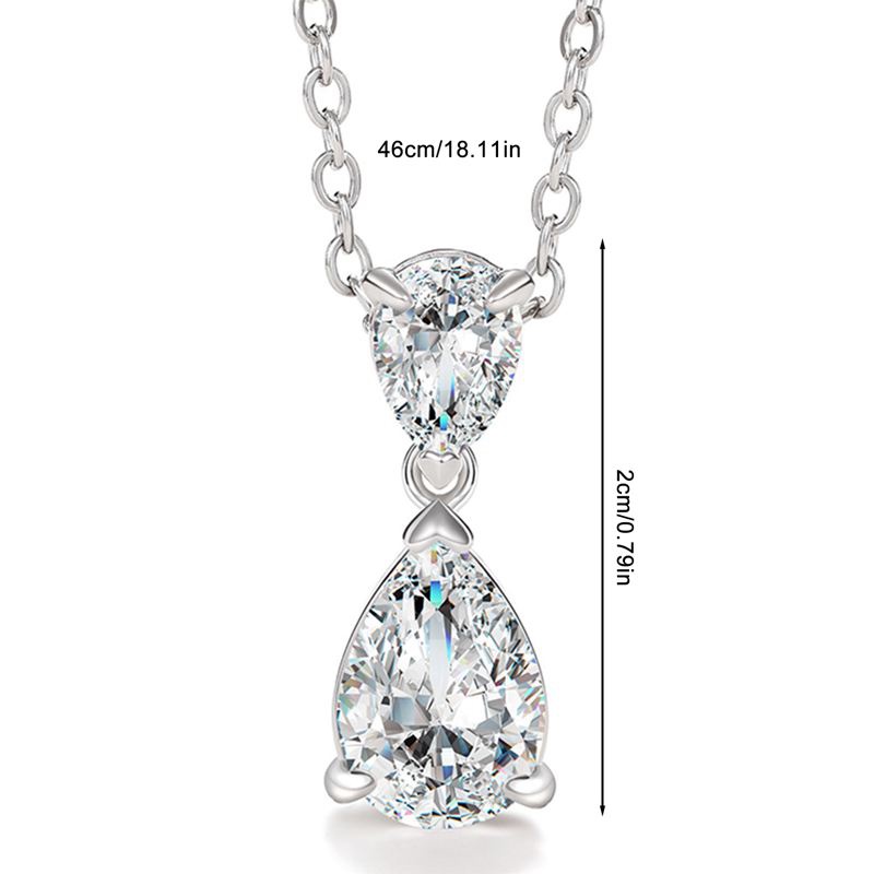 Kalung Liontin Kristal Cubic Zirconia Bentuk Pir Sederhana Dan Elegan Untuk Wanita Mewah Fashion Lady Perhiasan Pesta Pernikahan