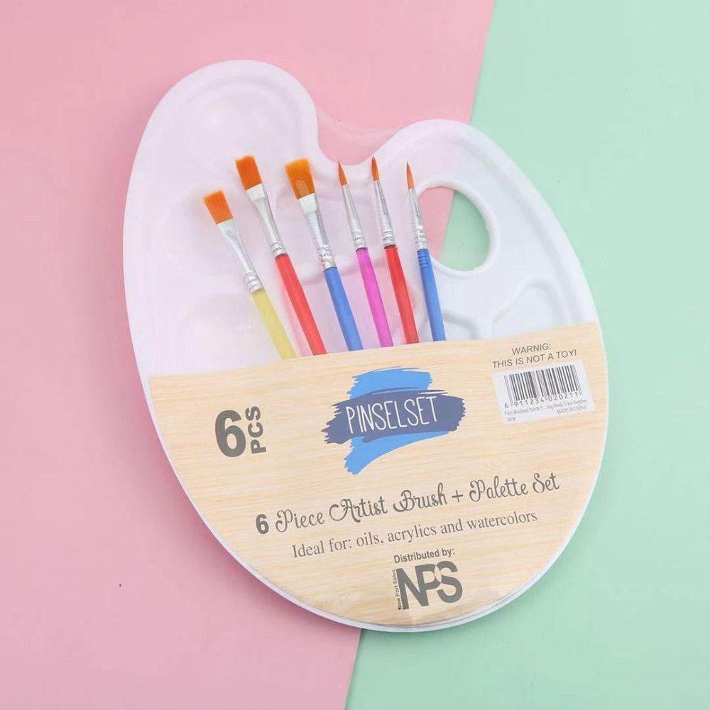 [Elegan] Art Oval Palette Brush Set Portable Anak Menggambar Mewarnai Kuas Guas Siswa Palet Lukisan Minyak