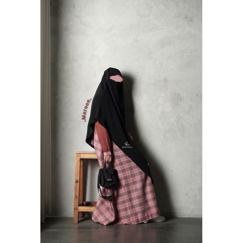 HURIYAH DRESS BY KHIZAANAH GAMIS CHIC MOTIF KOTAK KATUN MADINA