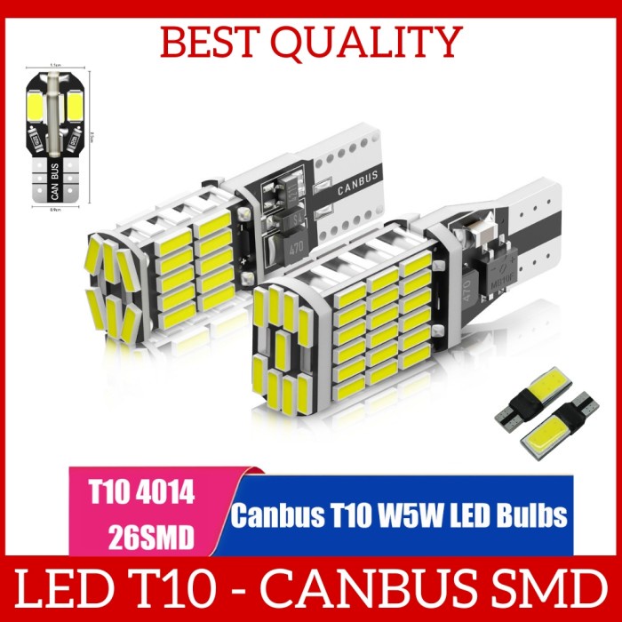 Lampu Motor Mobil Canbus LED T10 SMD COB 12 Volt 12V Cahaya Putih