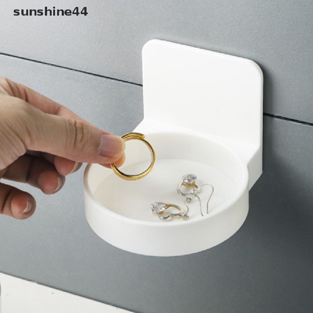 Sunshine Bathroom Storage Self Adhesive Botol Holder Tray Bulat Tempel Dinding Penyangga ID