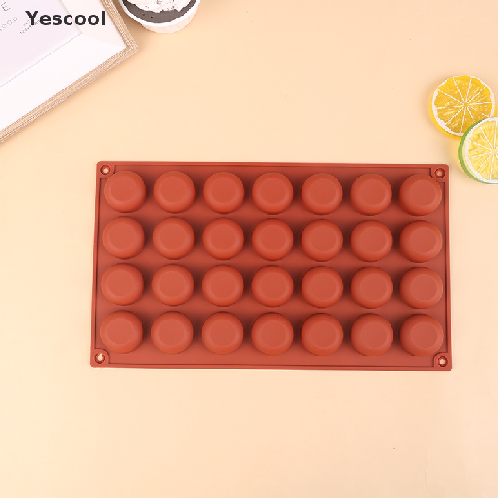 Yescool 1Pc 28rongga Oblate Bentuk Bulat Cetakan Silikon Kue Mousse Tools Baking Mould ID