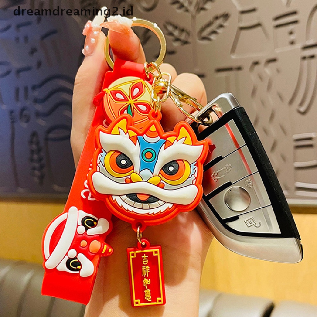 (hot) Fashion Lion Dance Tas Liontin Aksesoris Pasangan Kepribadian Kreatif Gantungan Kunci//