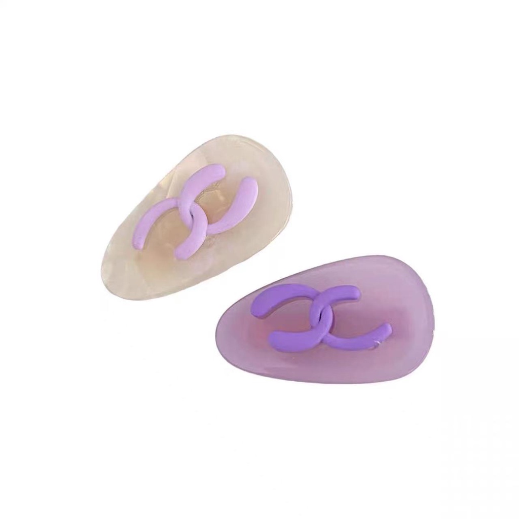 Creamy Purple Hair Clip Poni Jepit Samping Depan Dahi Hair Card Duckbill Sepasang