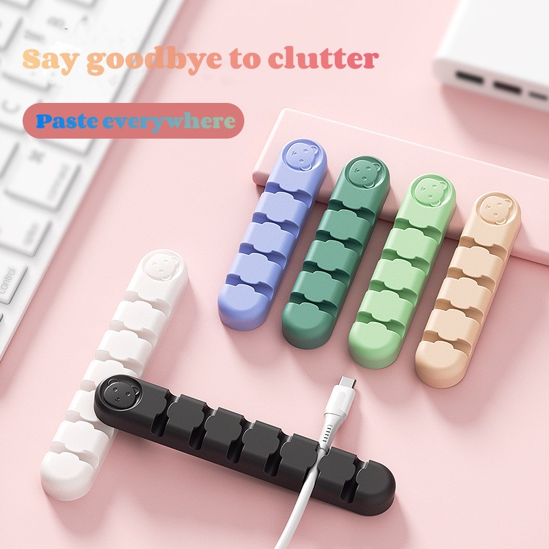 Komputer Laptop Ponsel Earphone Data Line USB Cable Organizer Fixer Wire Winder Silicone Organizer Desktop Merapikan Manajemen Cables Holder