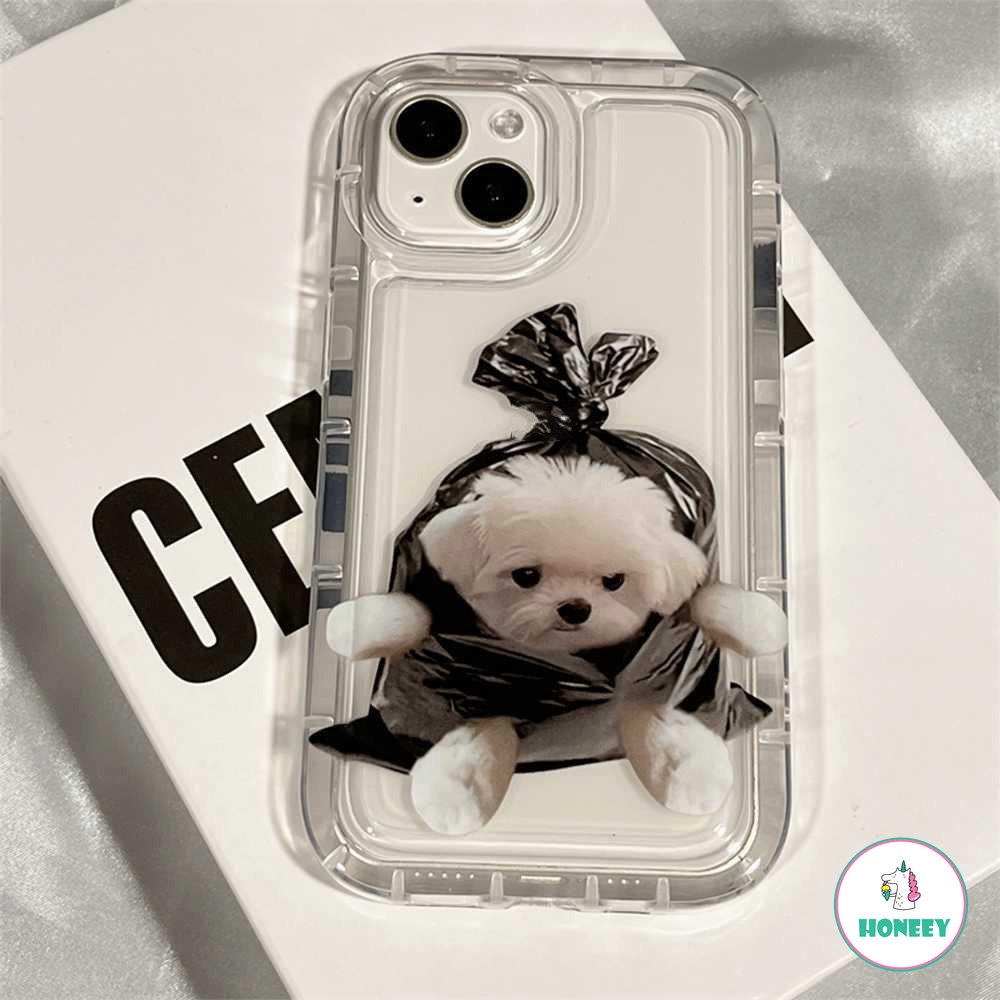 IPHONE Casing Ponsel Kartun Lucu Korea Untuk Iphone14 13 11 12 Pro Max TPU Lembut Transparan Pasangan Kucing Dan Anjing Penutup Belakang