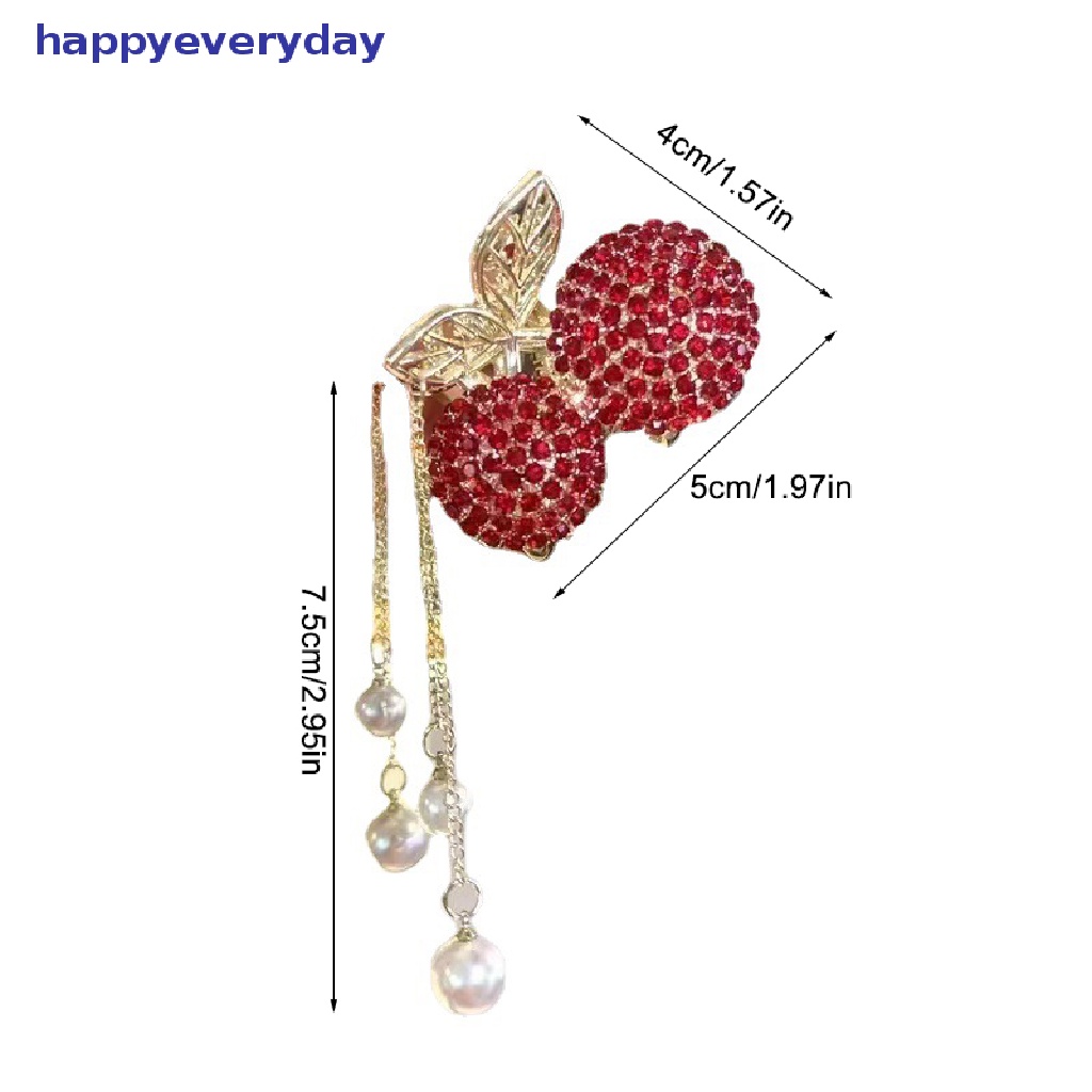 [happy] 1pc Cherry Rumbai Jepit Rambut Berlian Imitasi Hair Clip Woman Hair Claw Perhiasan Aksesoris Rambut Peri Hiasan Kepala [ID]