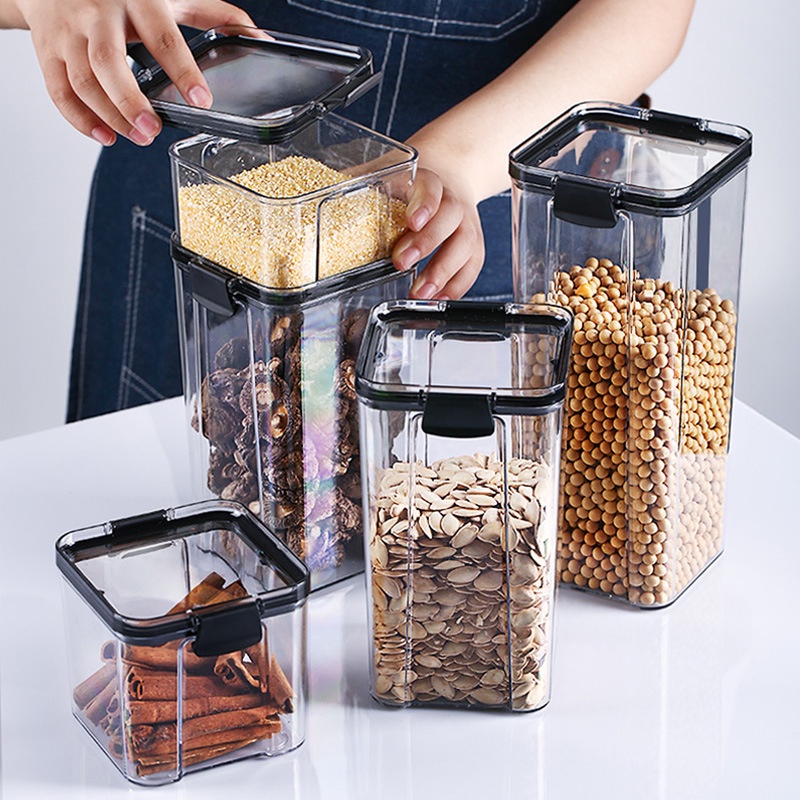 MMM Toples Lebaran Kue Kering 950ml Penyimpanan Cereal Acrylic Plastik Bening 950 ml Kotak Transparan Kedap Udara Kontainer Makanan Storage Jar Food Tempat Bumbu Wadah Snack Storage Box Bahan Makanan Murah Import