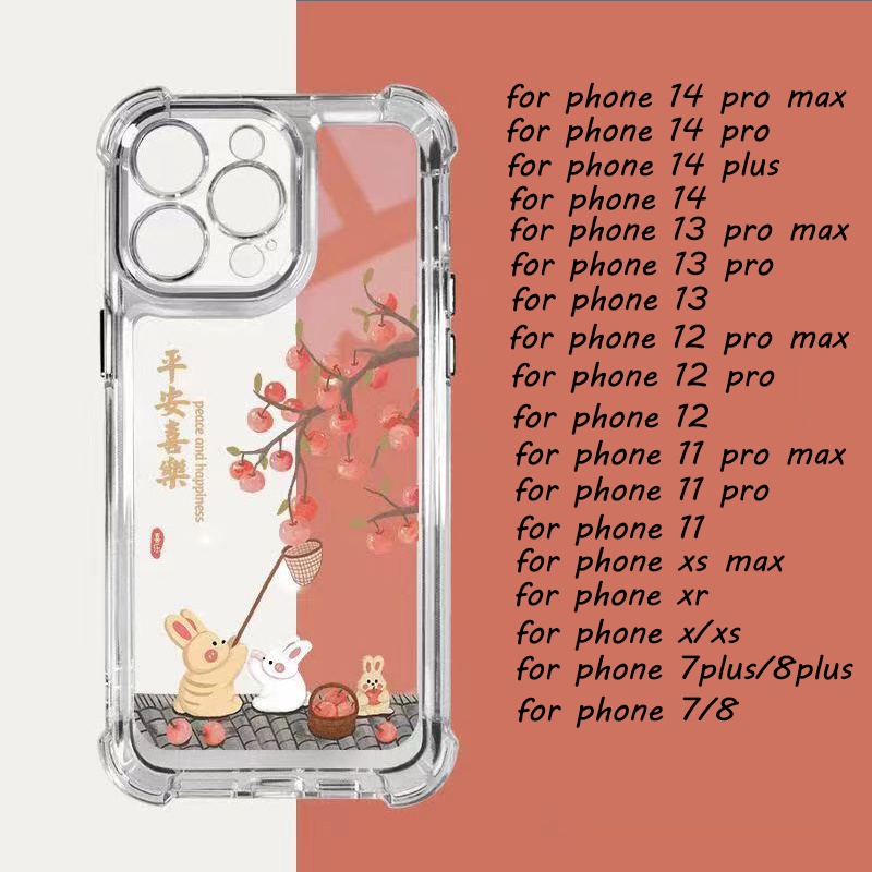 IPHONE Casing Shockproof Lembut Lucu Kompatibel Untuk Iphone11 14 13 12 Pro XS Max X Xr7 +8 6 6S Plus Casing Transparan TPU Unik Tombol Cover Pelindung Kamera