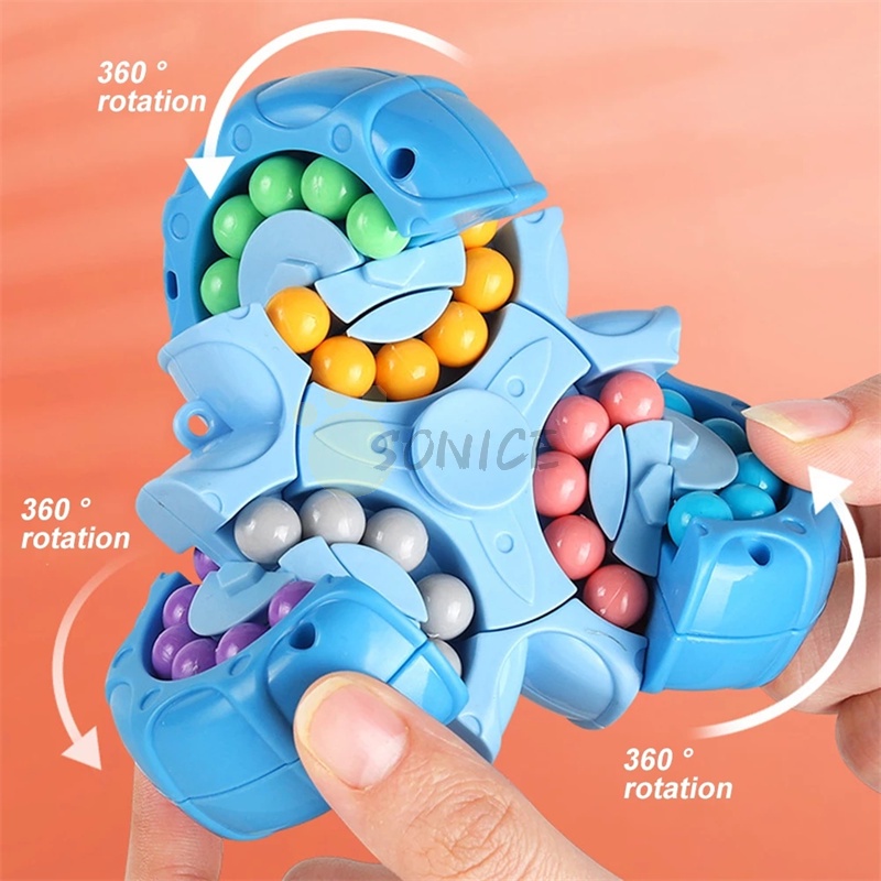 Cross Border kubus sihir dekompresi atas segitiga kreatif baru ujung jari anak-anak dekompresi kubus ajaib kacang kubus ajaib berputar enam sisi