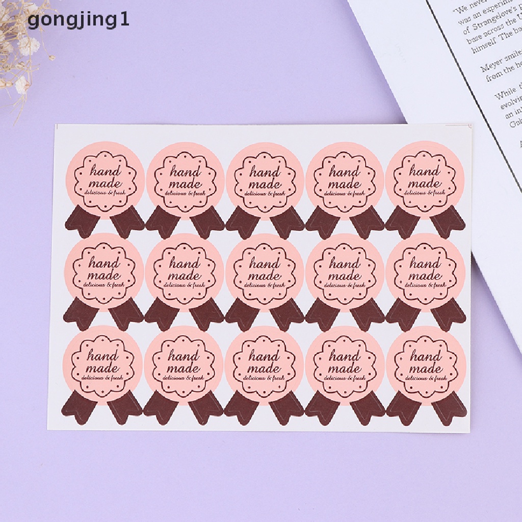 Ggg 75Pcs &quot;Hand Made&quot; Bow Tie DIY Segel Kemasan Sealing Sticker Label Hadiah Sticker ID