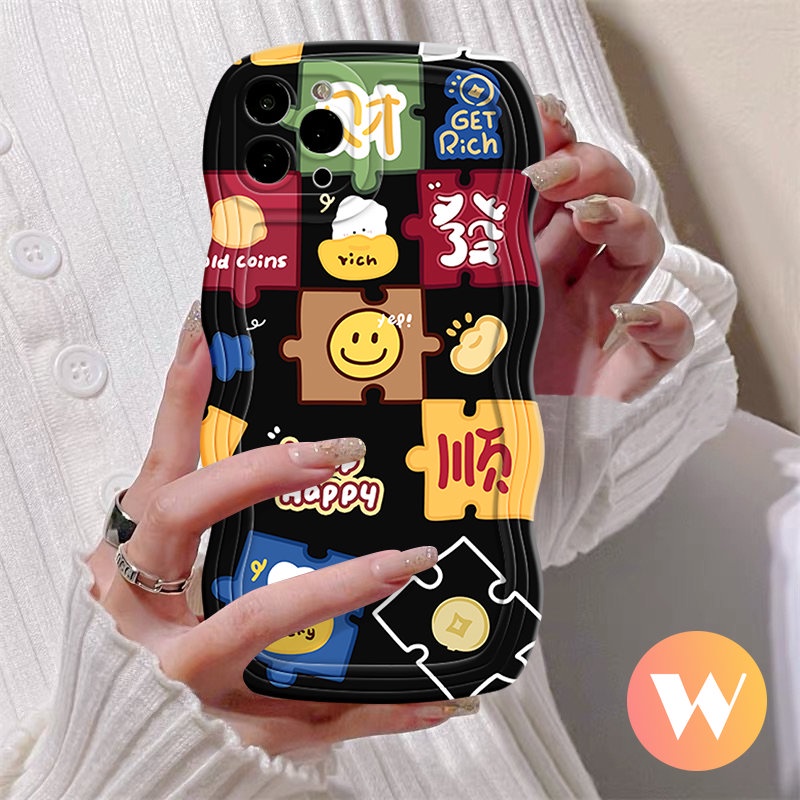 Casing Smile Splicing Kreatif Romantis Redmi Note8 11Pro 9s 9 10 11s 11 10s 10Pro Max Redmi 10A 9C 9A A1 10C 9T POCO M3 X3 NFC Pro Mi 11T Pro Wavy Edge Soft Cover