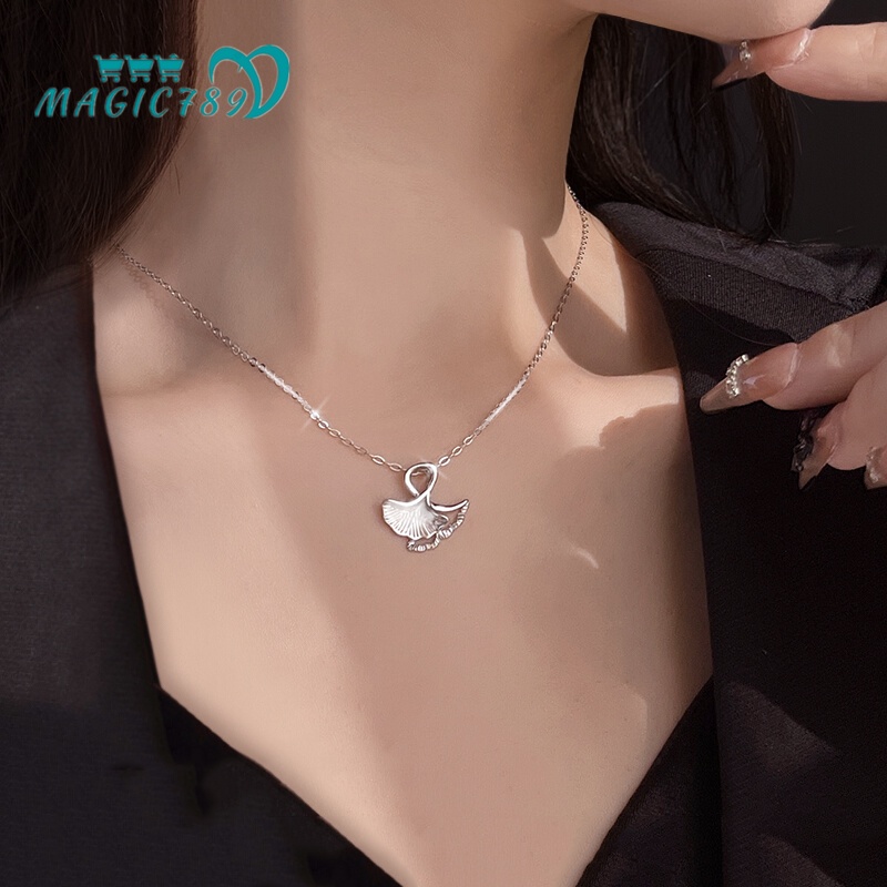 Magic789 Simple Fashion Silver Ginkgo Leaf Clavicle Chain Necklace for Women Girls