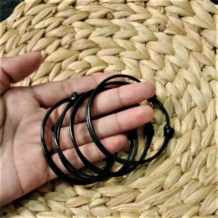 (ACC90) 1PCS Gelang Polos Hitam Gelang Tali Korea Hitam