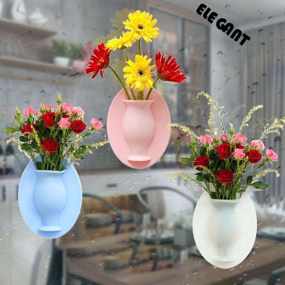 [Elegan] Pot Bunga 1PC Silikon Untuk Jendela Kulkas Reusable Self-Adhesive Dinding Mount Bunga Wadah