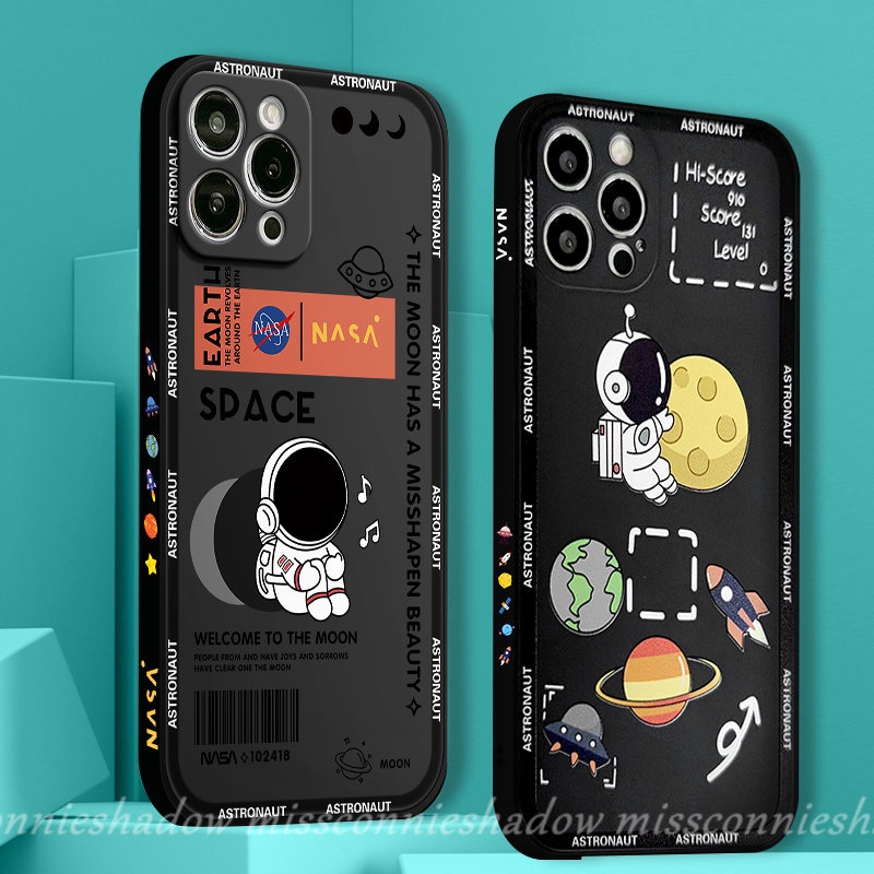 Casing Motif Samping Vivo Y20 Y02 Y35 Y16 Y53 Y21 Y12s Y15 Y20s Y91 V23E Y91C Y22 Y30 Y51 Y22s Y50 Y30i Y11 Y12 Y31 V25E Y15 Y93 Y95 Y12i Y20i Trendy Brand NASA Astronot Soft Cover