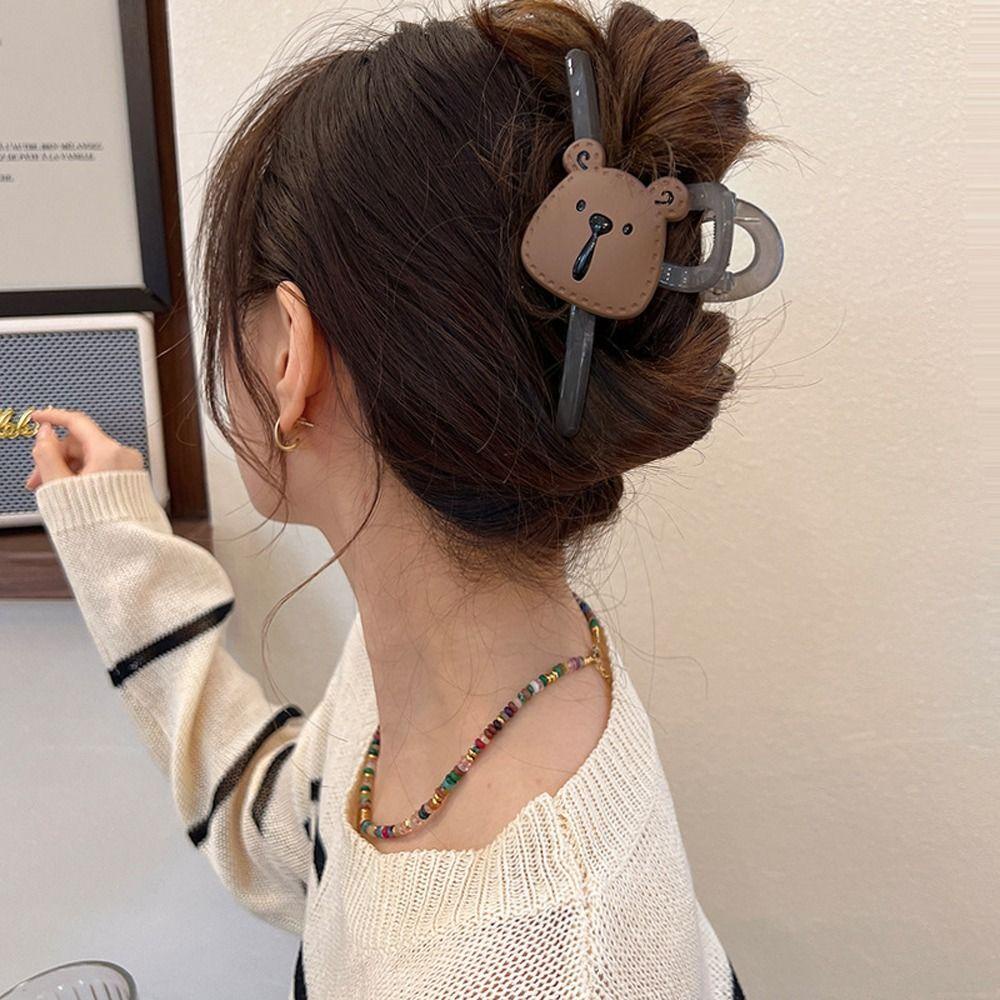 Needway Bear Hair Claw Cute Stylish Ins Animals Hair Crab Claw Ponytail Holder Fashion Hiasan Kepala Silang Hairgrips Korea Hiu Klip