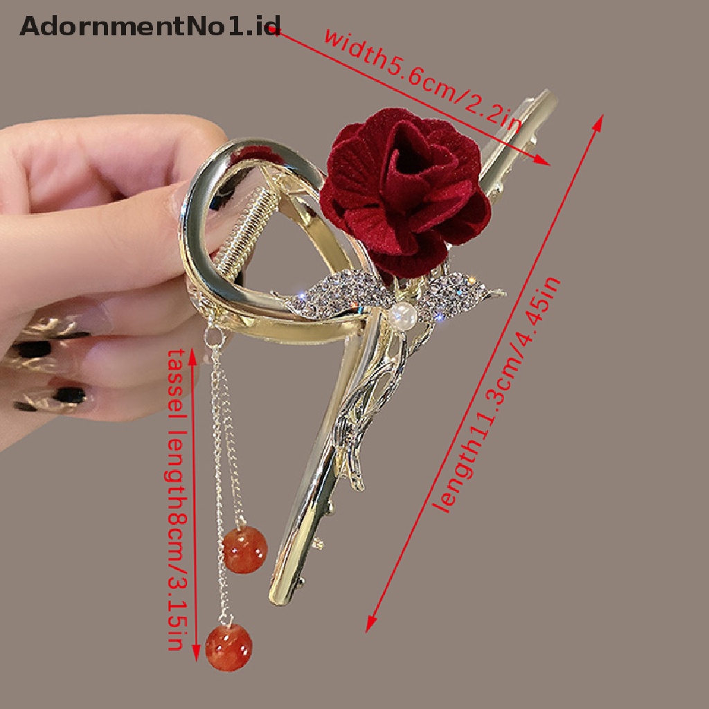 [AdornmentNo1] Klip Cakar Bunga Elegan Romantis Rumbai Capit Penjepit Untuk Wanita Hair Clip Headwear [ID]