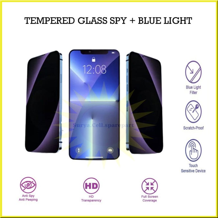 Tempered Glass Spy + Blue Light Redmi Note 5 5 Pro Poco M4 Pro 4g 5g