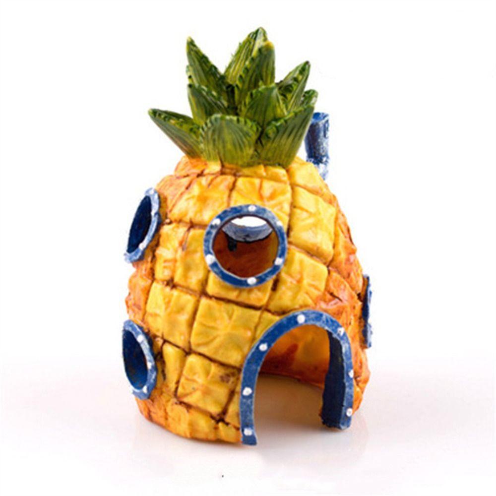 Mxbeauty Fish Tank Decor Kartun Aquarium Aksesoris Simulasi Lansekap Action Figure Rumah Nanas