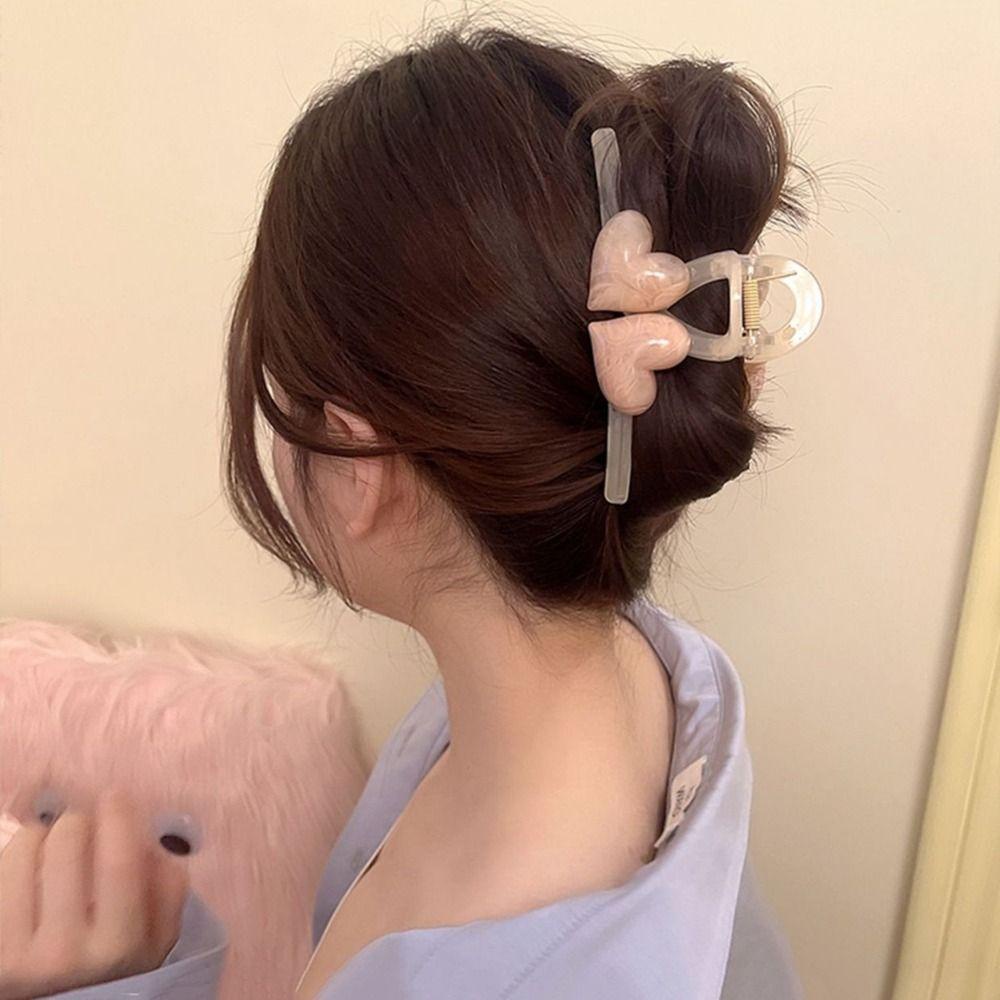 Agustinina Heart Hair Clip Elegan Manis Klip Rambut Bentuk Geometris Besar Ambil Klip Gadis Perempuan Aksesoris Rambut