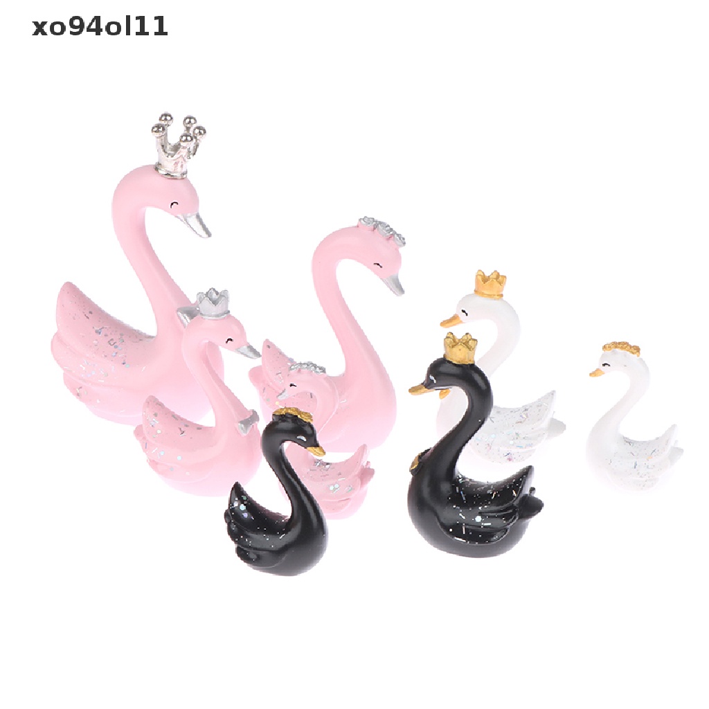 Xo 1pasang Patung Pajangan Resin Swan Cake Topper Statue Dasbord Kue OL