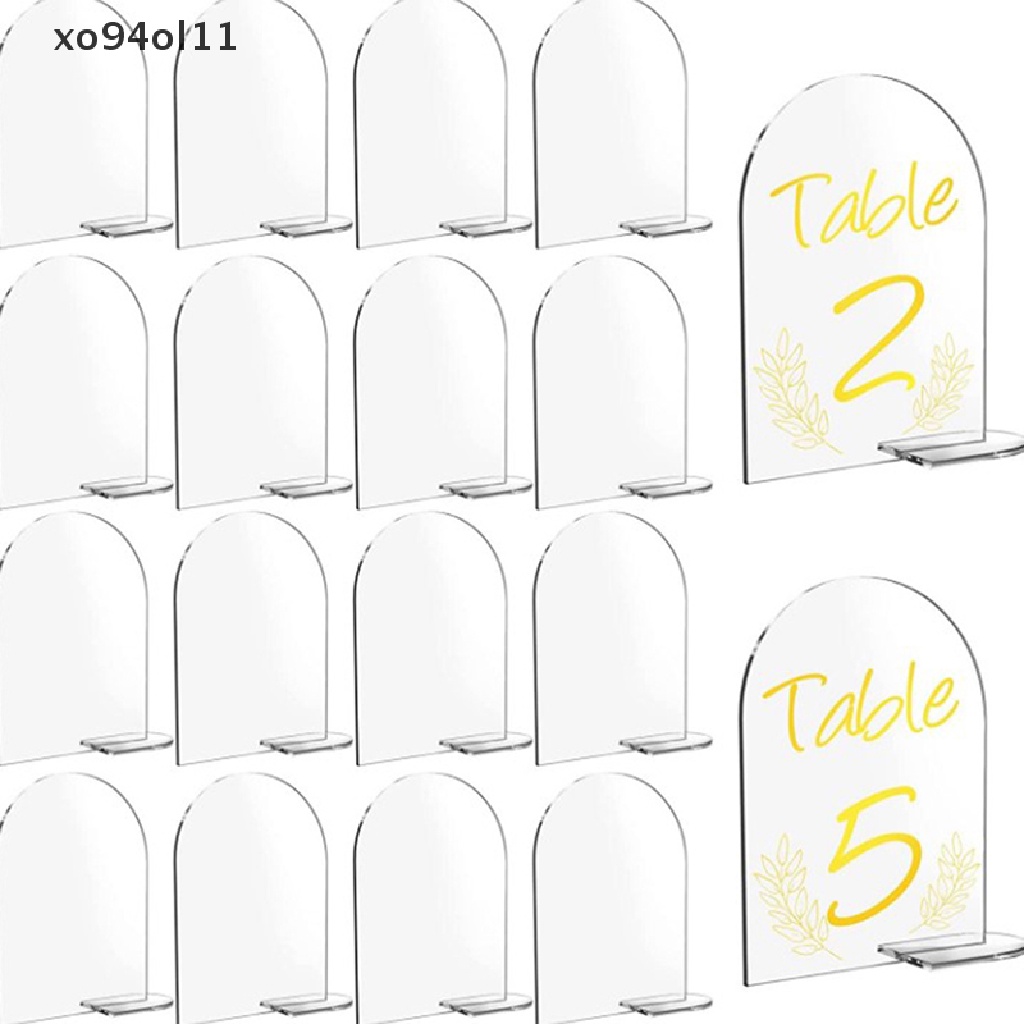 Xo Clear Arch Acrylic Sign with Stand Guest Name Tag Round Top Akrilik Nomor Meja Tempat Kartu Dudukan Kartu Untuk 5set OL