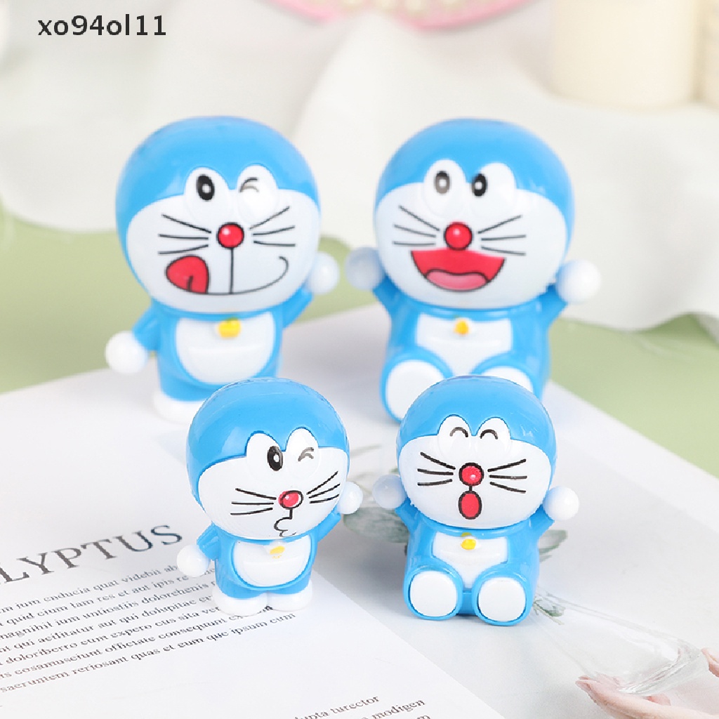 Xo 4pcs/set Topper Dekorasi Kue Ulang Tahun Figure Doraemon Kucing Mainan Anak Perlengkapan Pesta OL