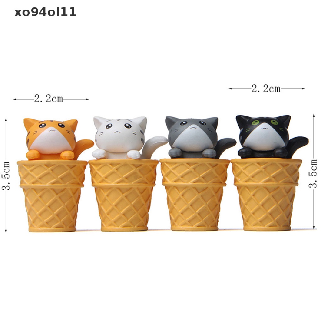 Xo Gourmet Ice Cream Cat Kitten Mikro Landscape Berkebun Boneka Desktop Ornamen OL