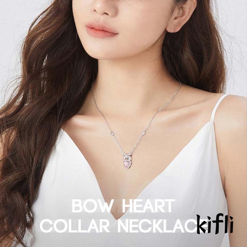 [KD] S925 Sterling Silver Ringan Mewah Wanita Klavikula Rantai Liontin Busur Simpul Cinta Smart Kalung